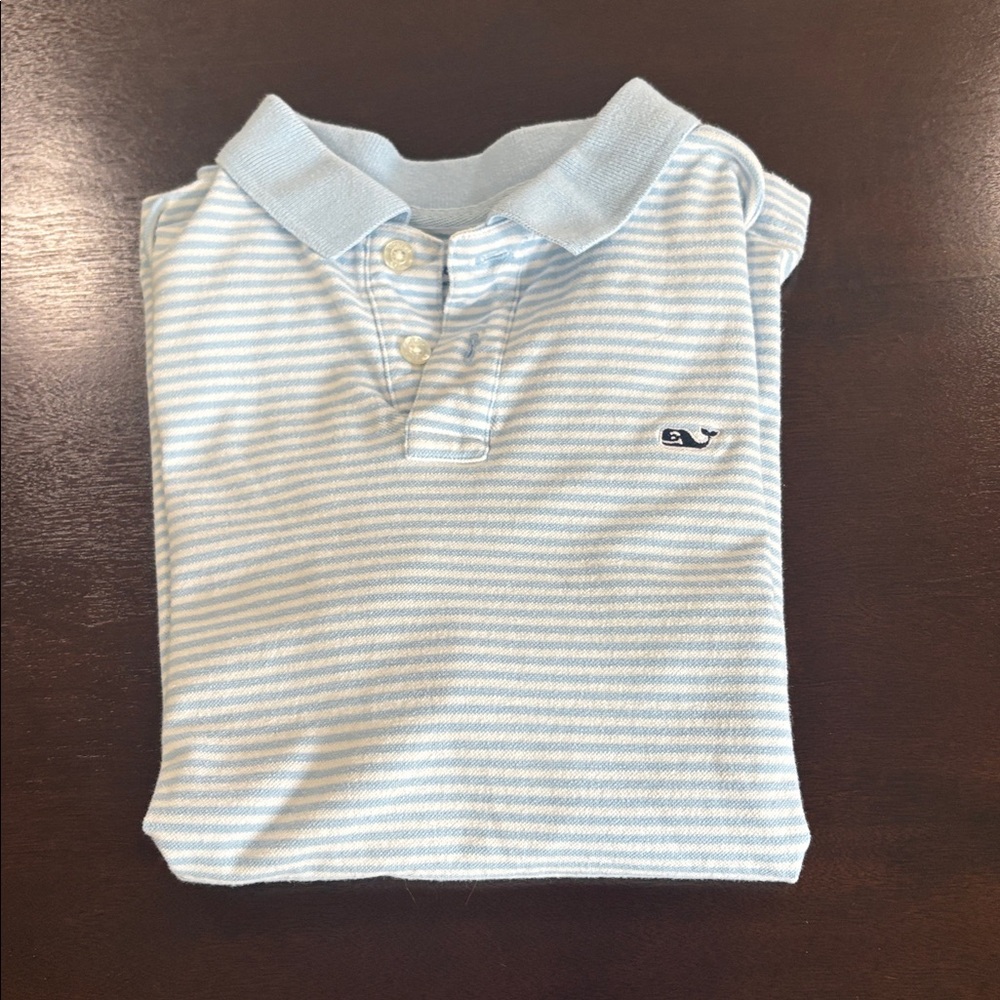 Vineyard Vines Blue and White Striped Polo